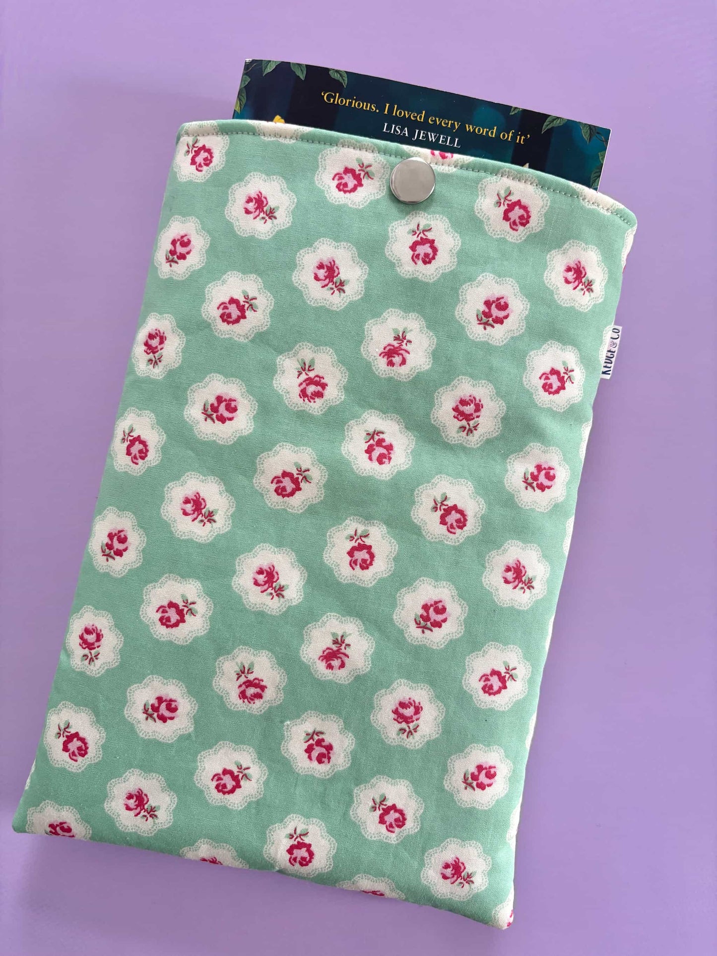 Green and Pink Floral Book Sleeve
