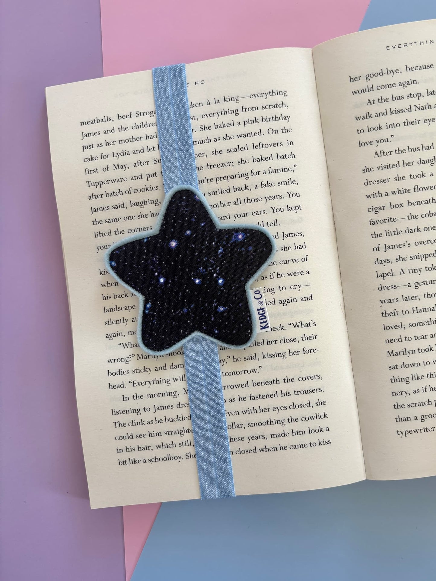 Blue Night Sky Star Elastic Bookmark