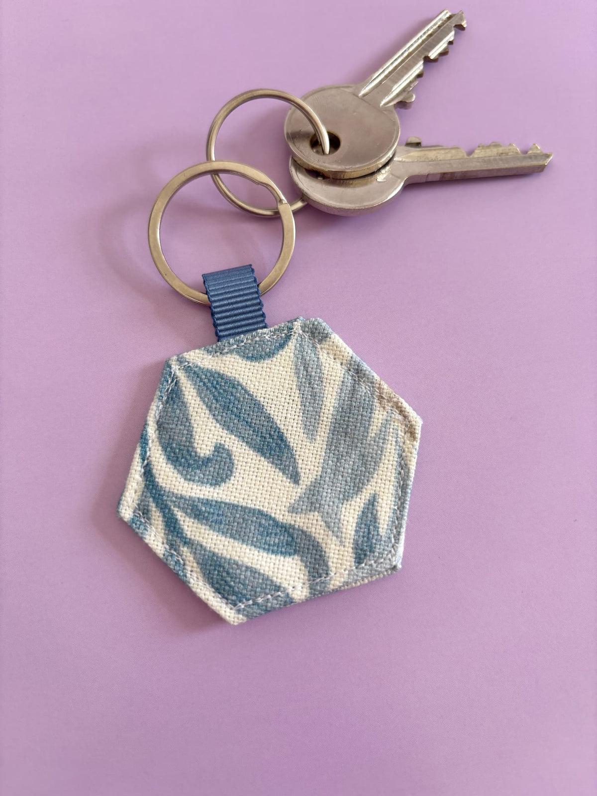 Blue William Morris Keyring