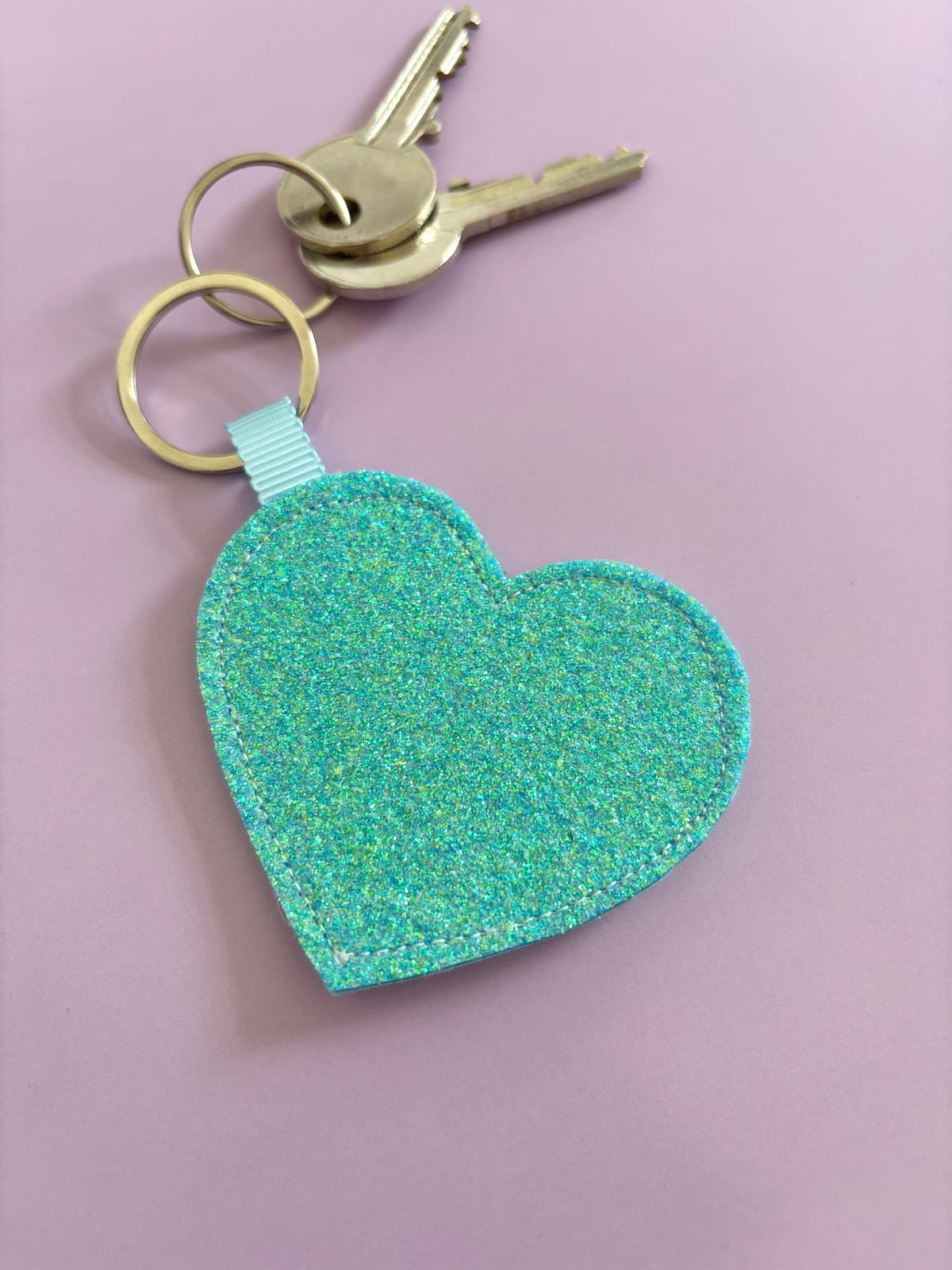 Blue Heart Glitter Keyring