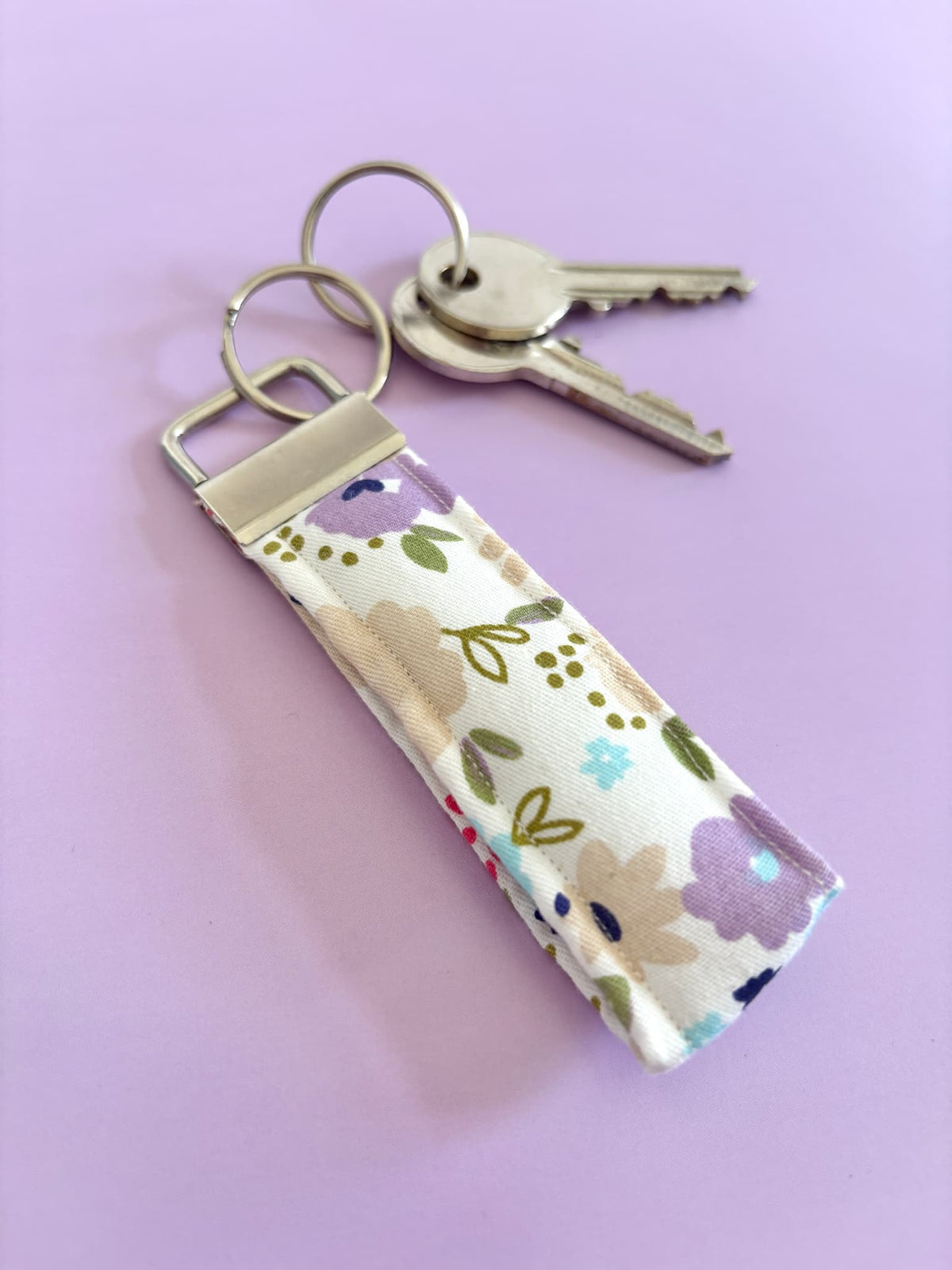 Small Purple Floral Wristlet Keyring