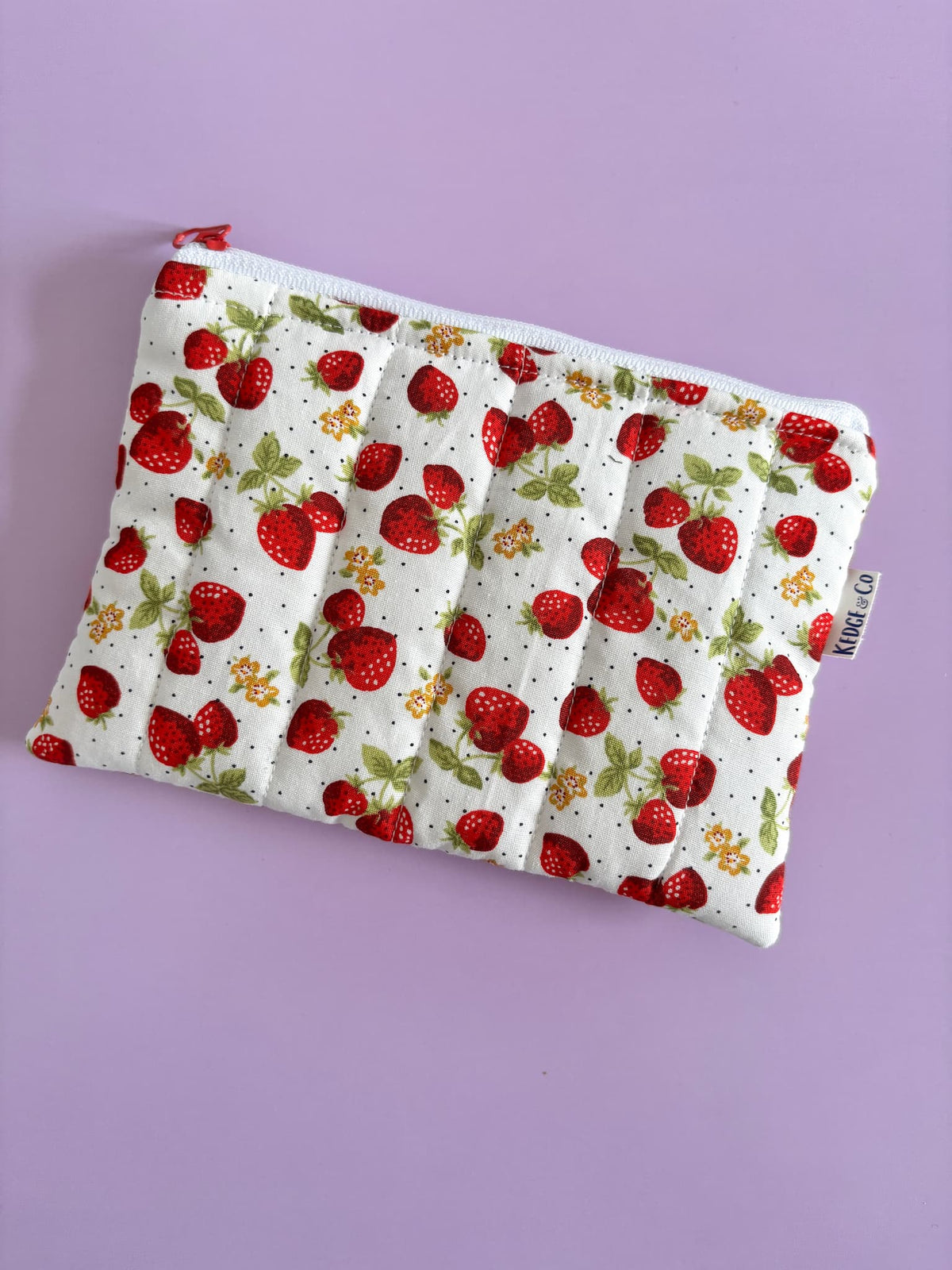 Strawberry Quilted Zip Purse