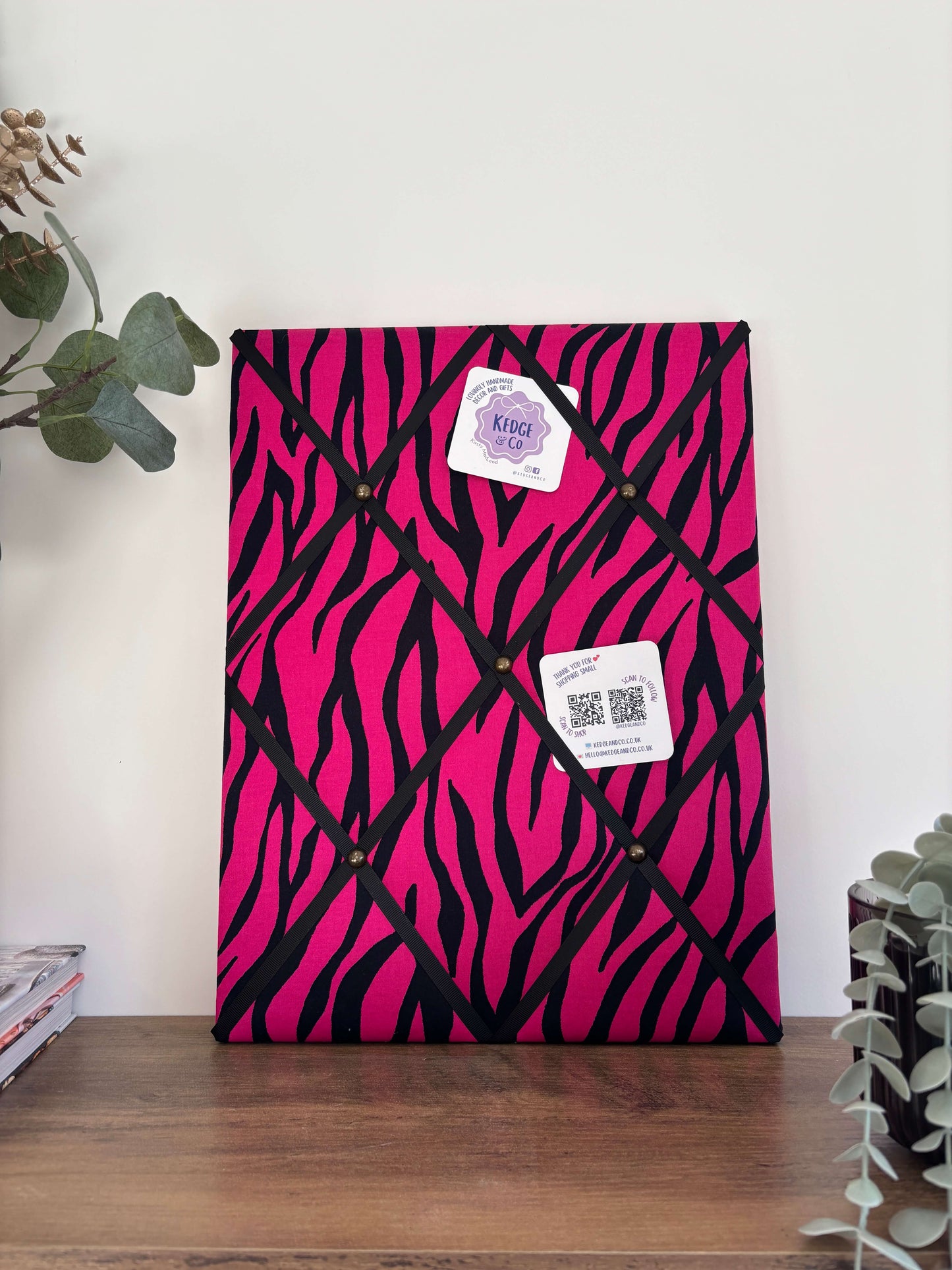 The BOLD Collection: Pink Zebra Print Fabric Notice Board