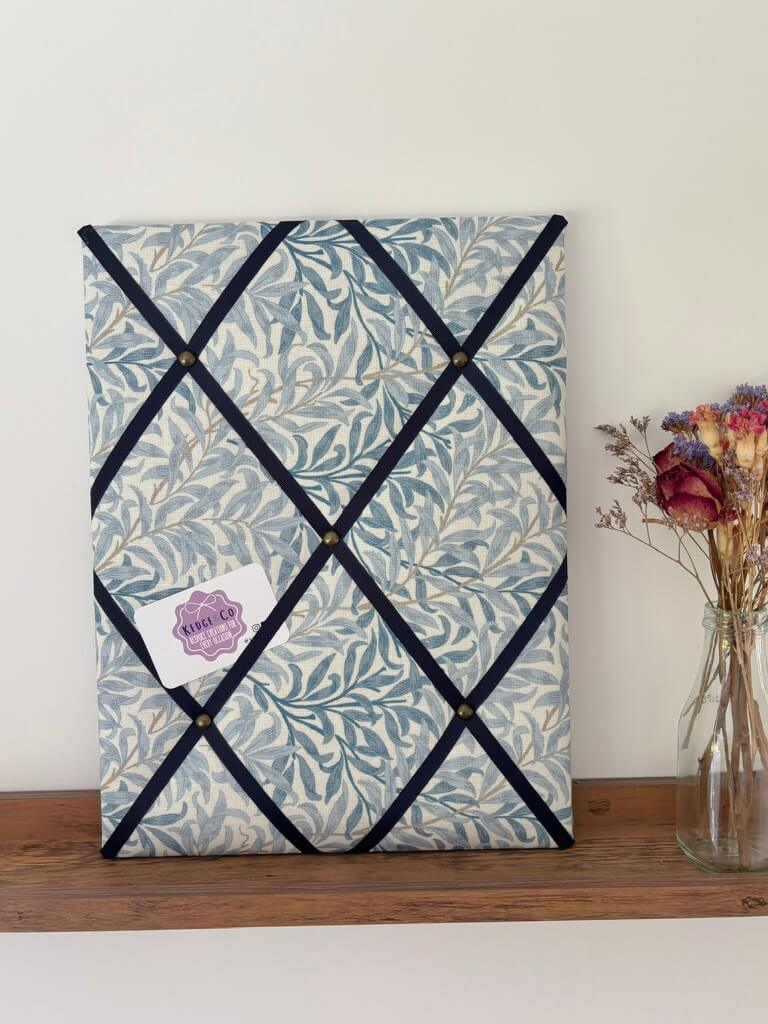 Blue William Morris Fabric Notice Board