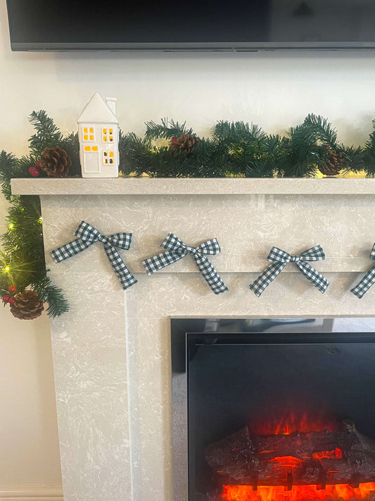 Green Gingham Bow Garland