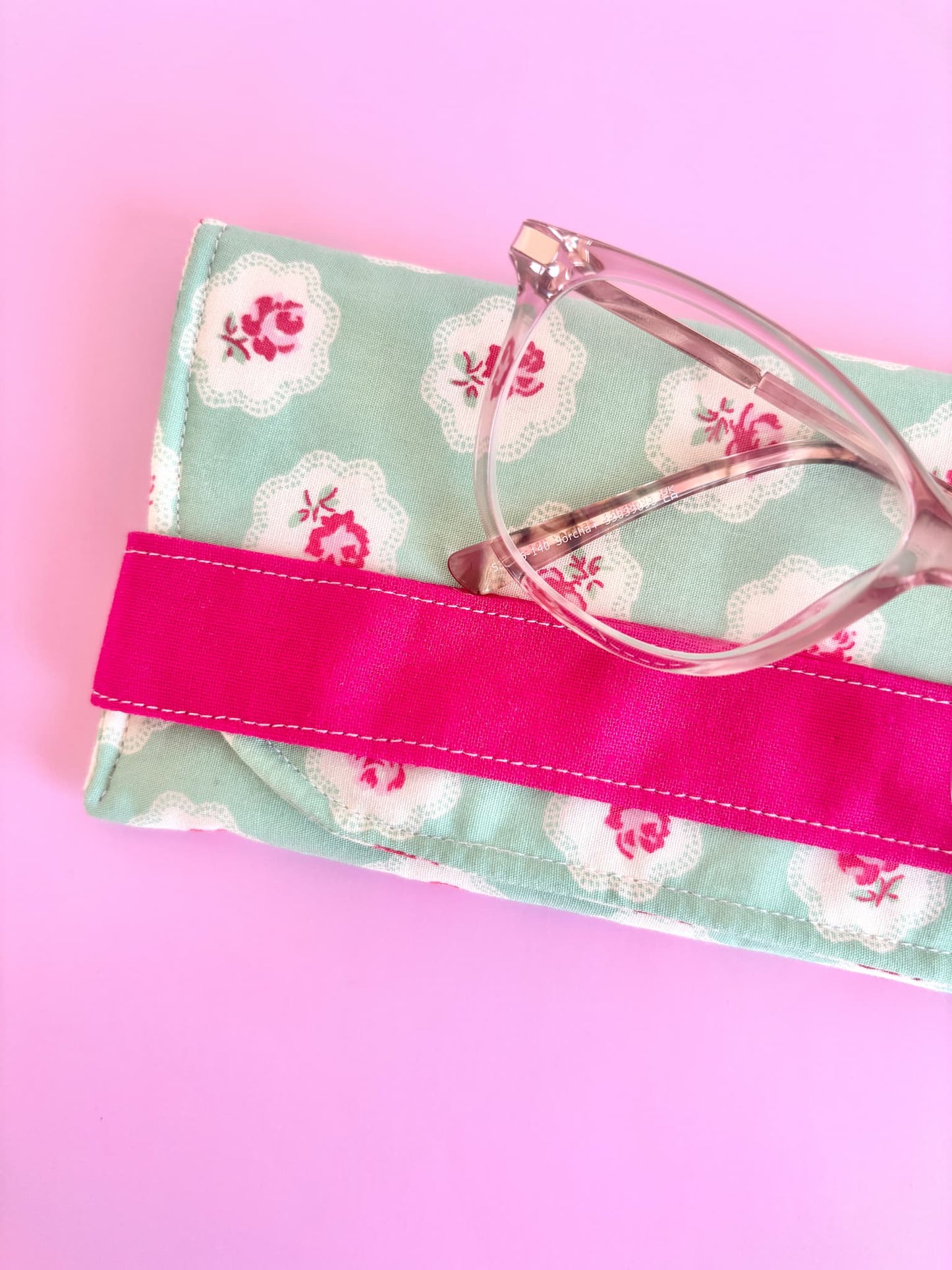 Green Floral Glasses Case