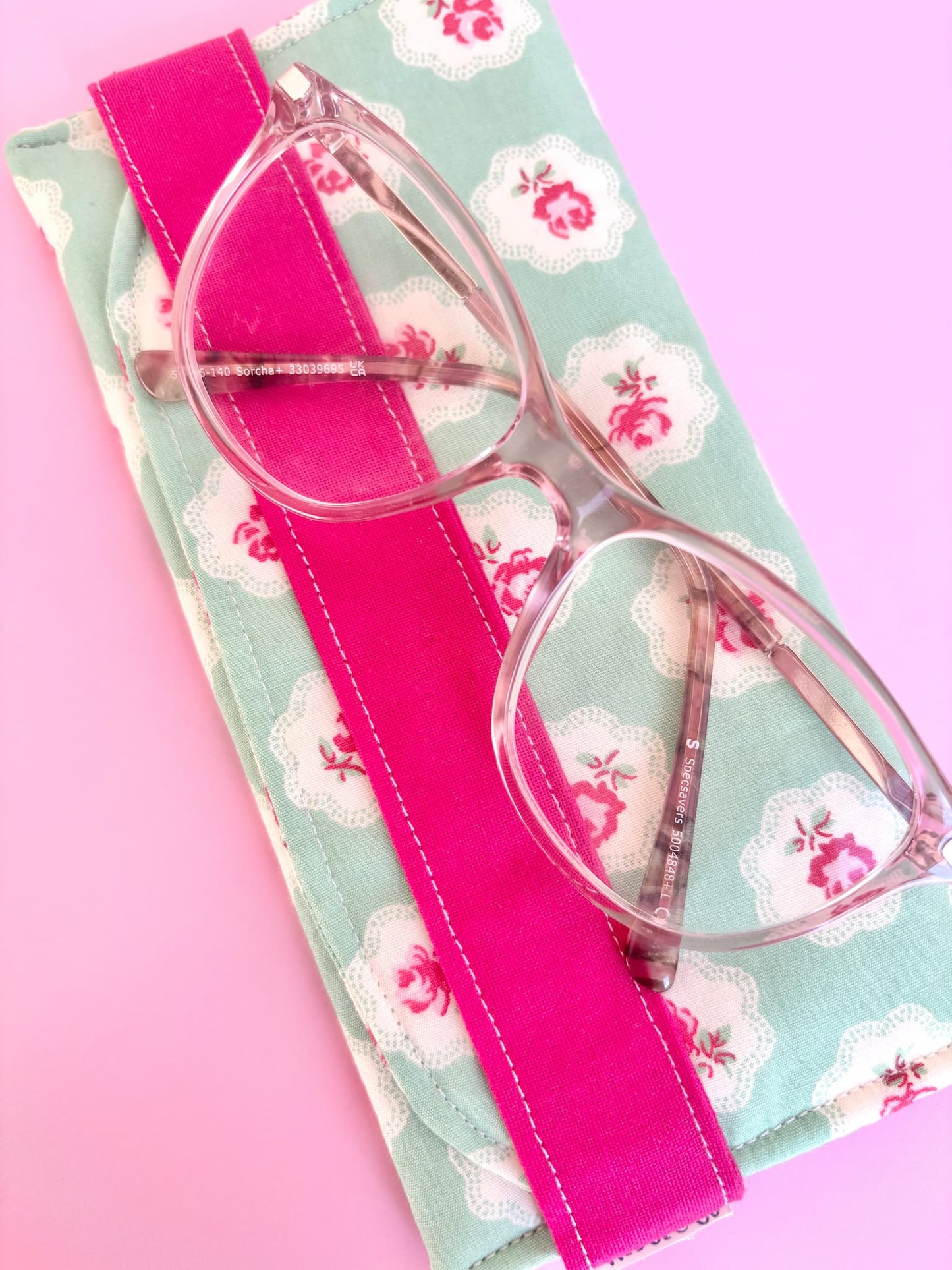 Green Floral Glasses Case