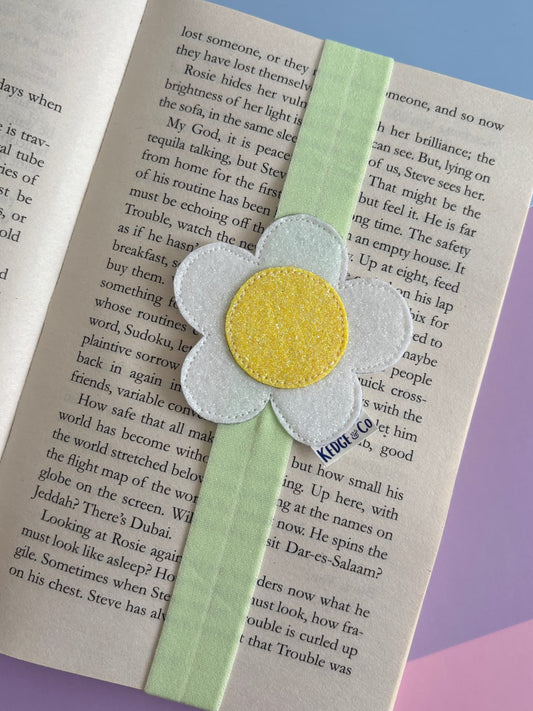 Glitter Daisy Elastic Bookmark