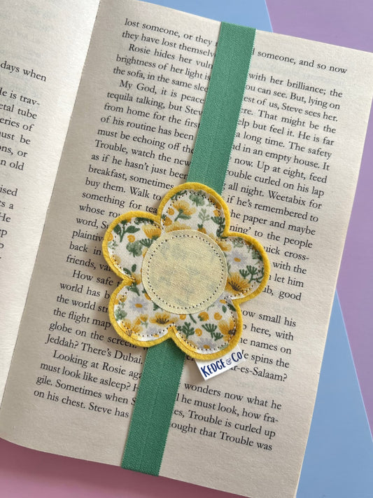 Yellow and Green Flower Elastic Bookmark