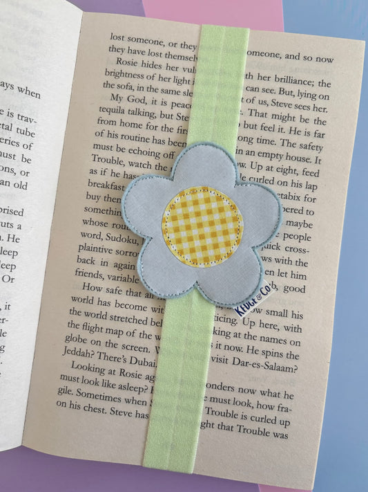 Blue and Green Flower Elastic Bookmark
