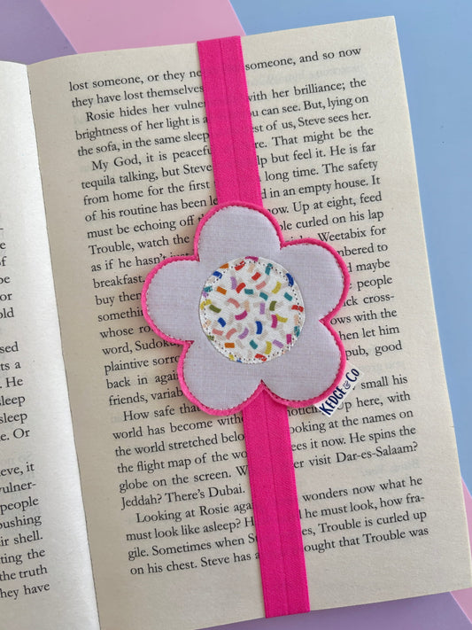 Pink Flower Elastic Bookmark
