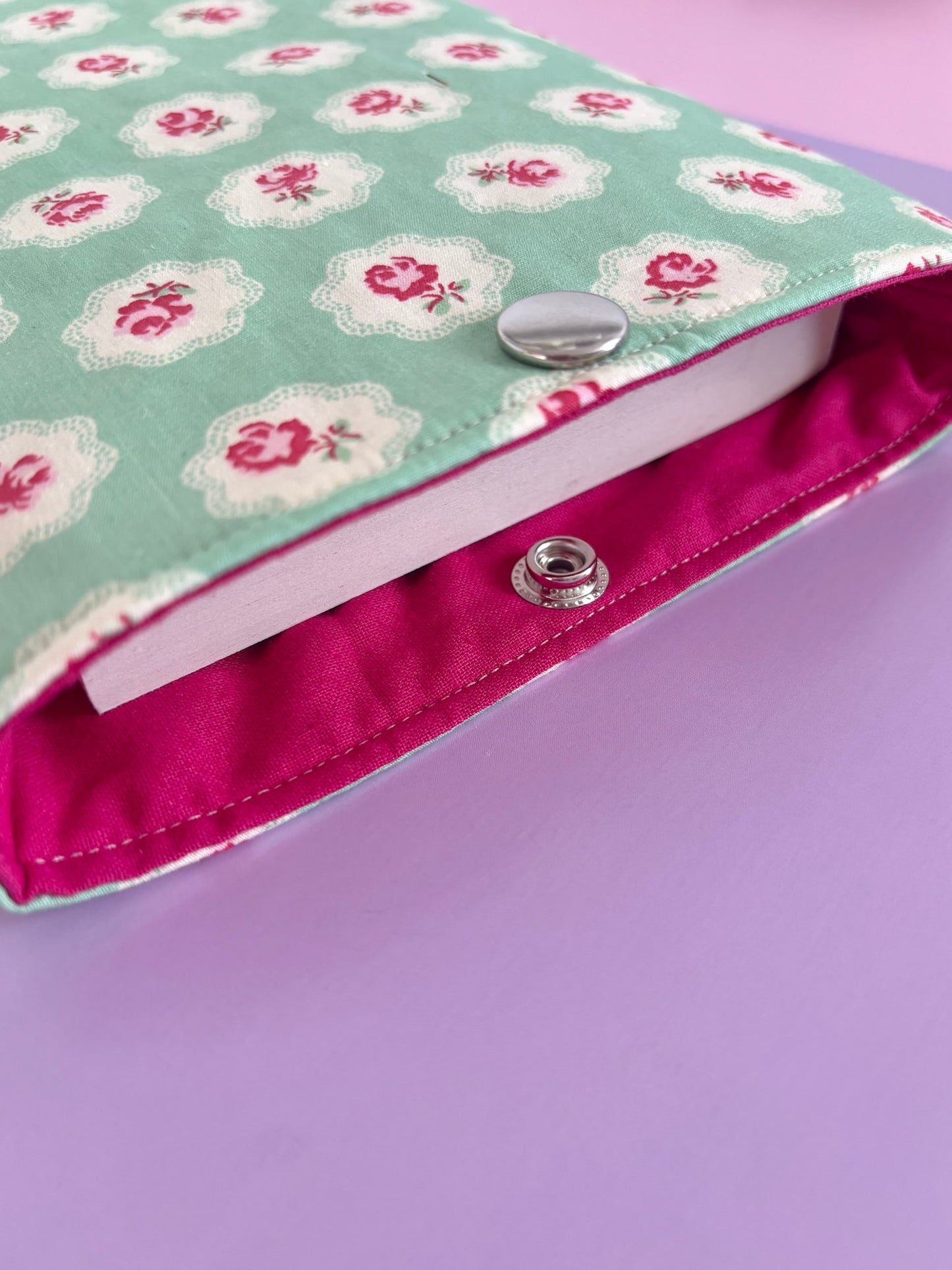 Green and Pink Floral Book Sleeve