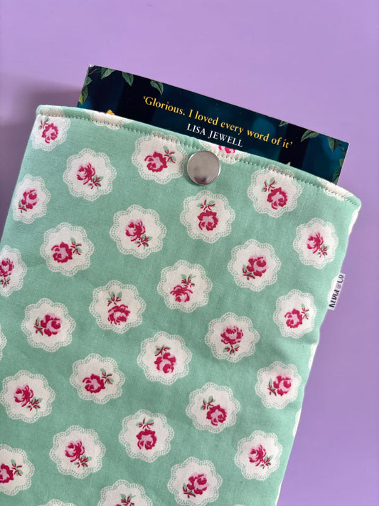 Green and Pink Floral Book Sleeve