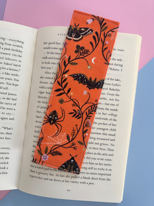 Orange Moth Fabric Bookmark