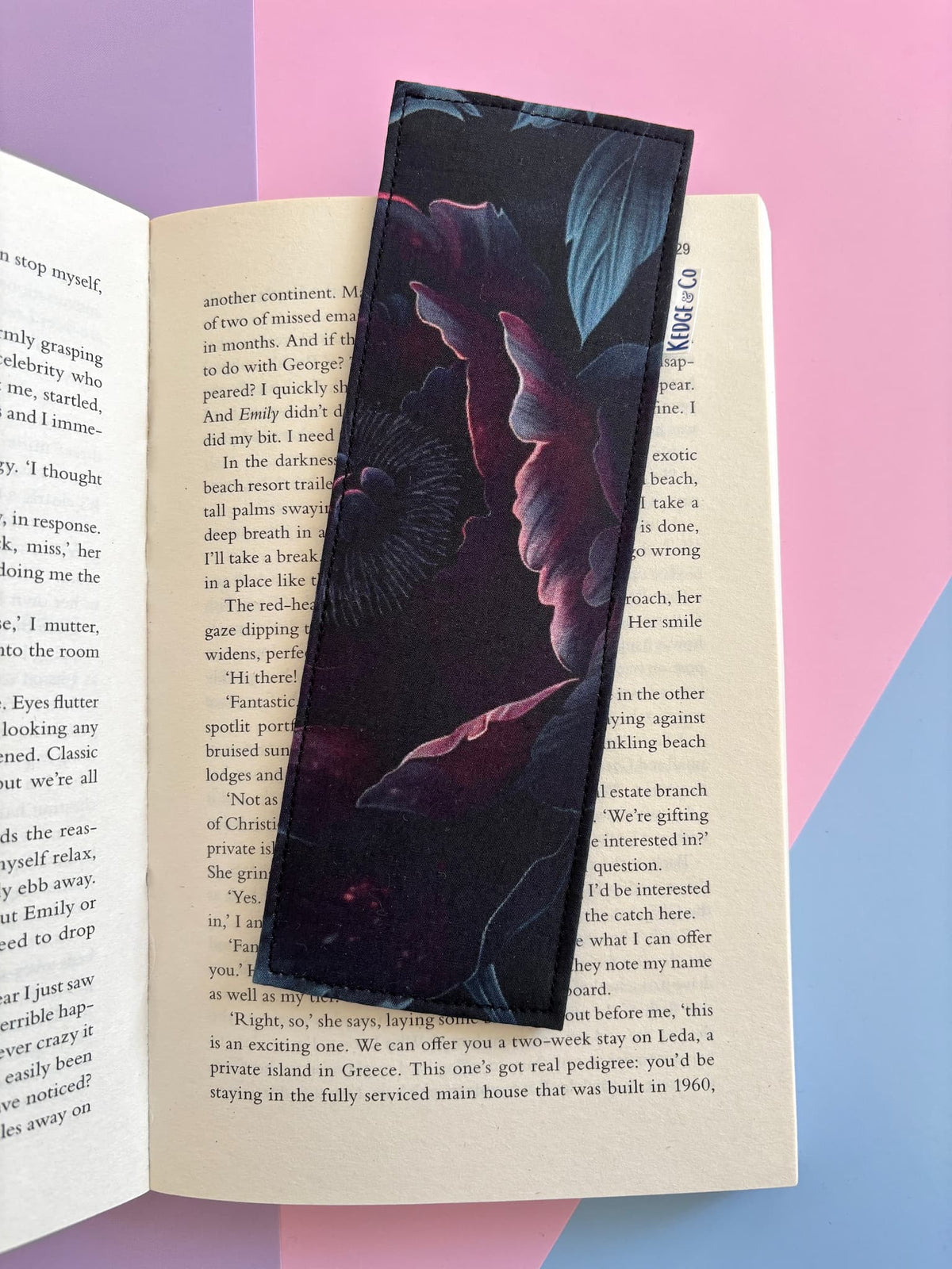 Dark Rose Fabric Bookmark
