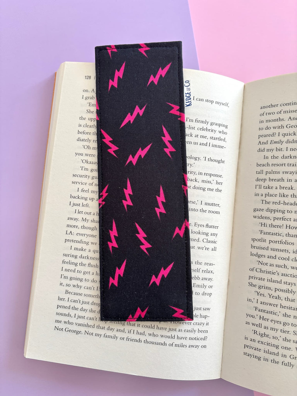 Lightning Bolts Fabric Bookmark