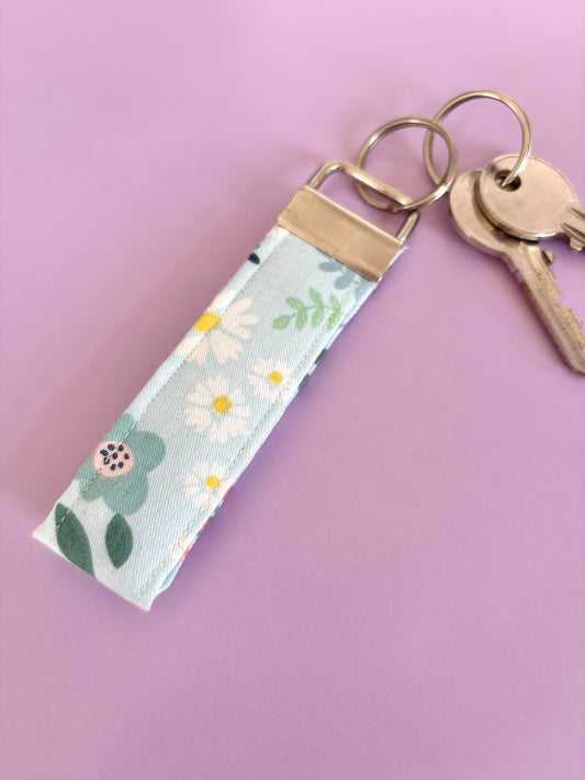 Small Blue Daisy Wristlet Keyring