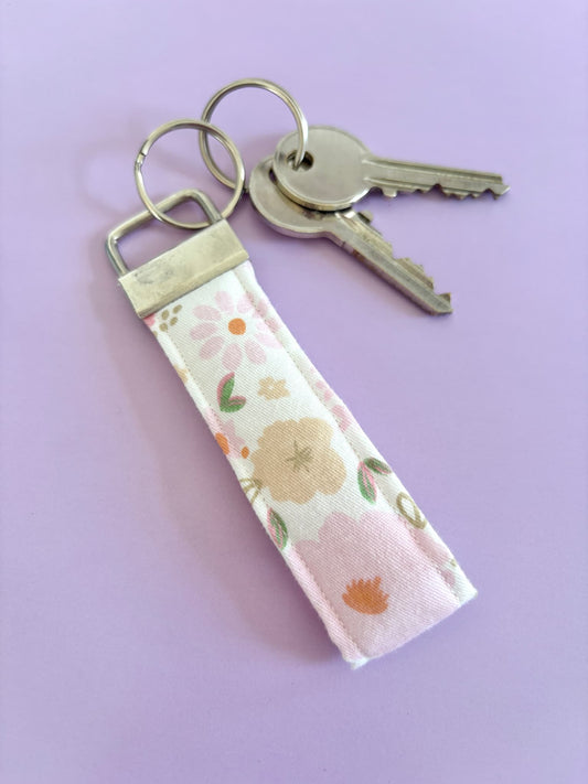 Small Pink Floral Wristlet Keyring