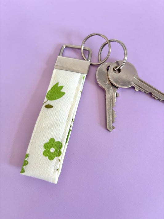 Small Green Floral Wristlet Keyring
