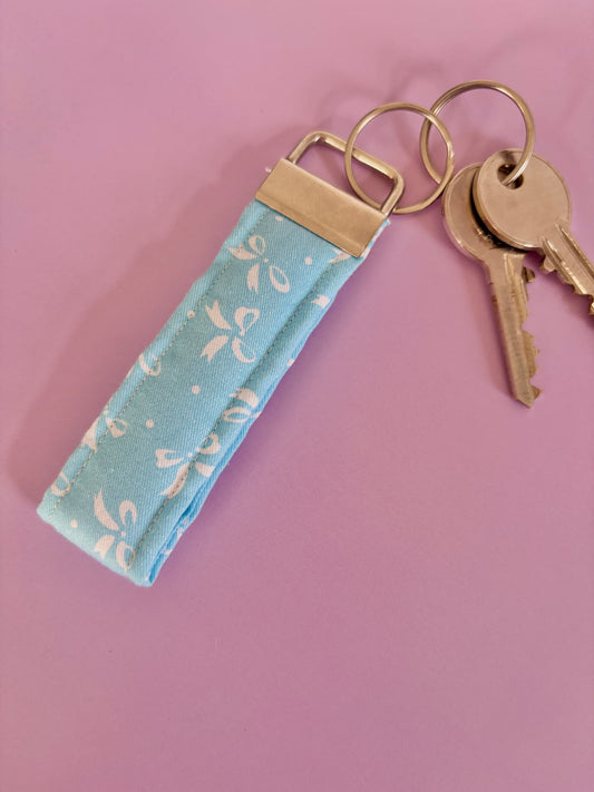 Small Blue Bows Wristlet Keyring