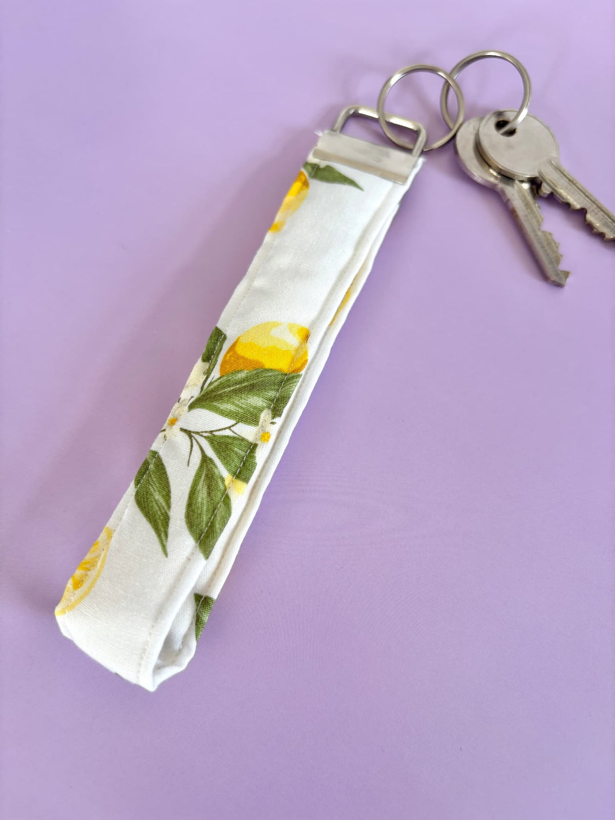 Large Lemons Floral Wristlet Keyring