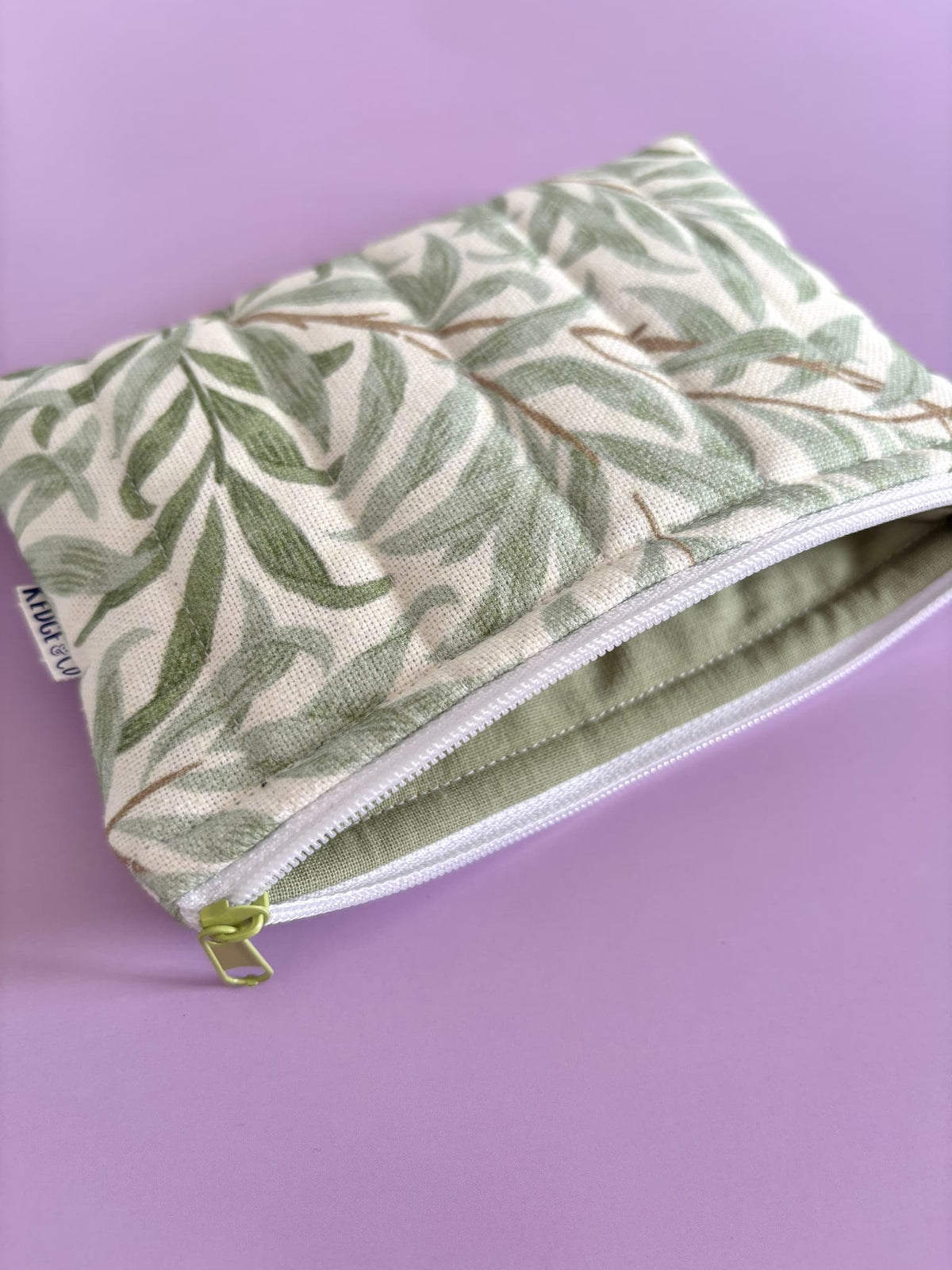 Green William Morris Quilted Zip Purse