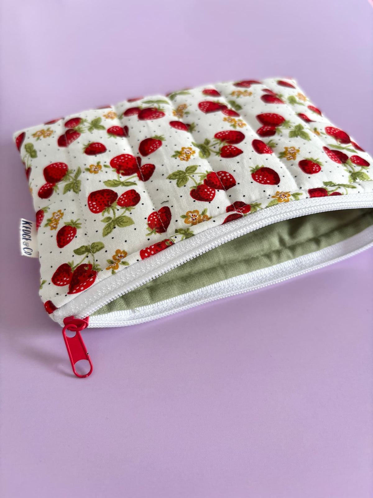 Strawberry Quilted Zip Purse