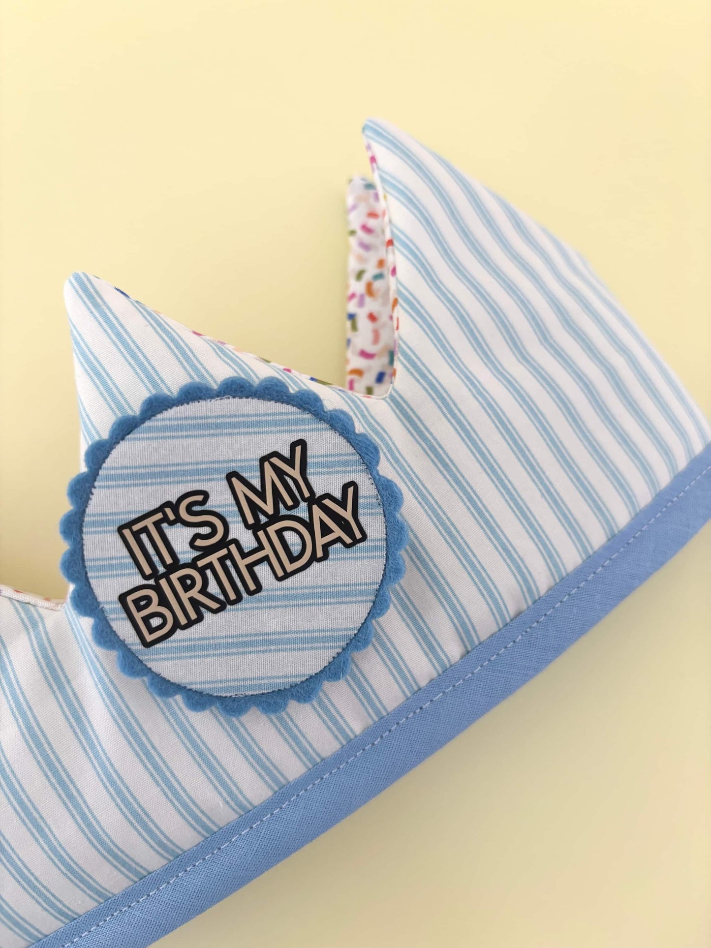 Blue Ticking Stripe Birthday Crown