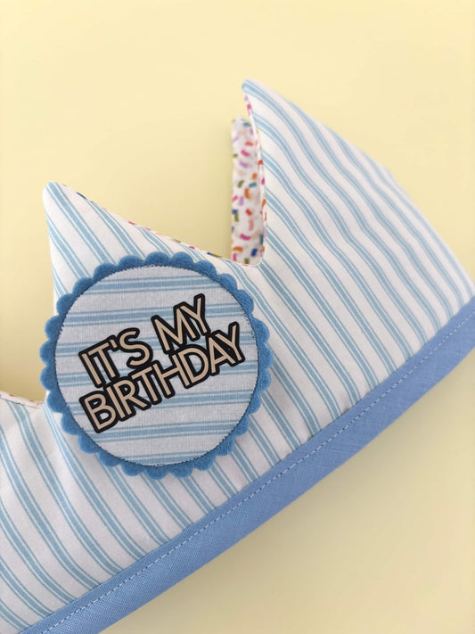 Blue Ticking Stripe Birthday Crown