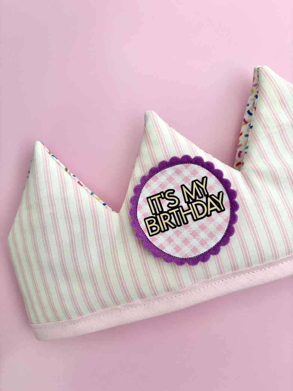 Pink Ticking Stripe Birthday Crown