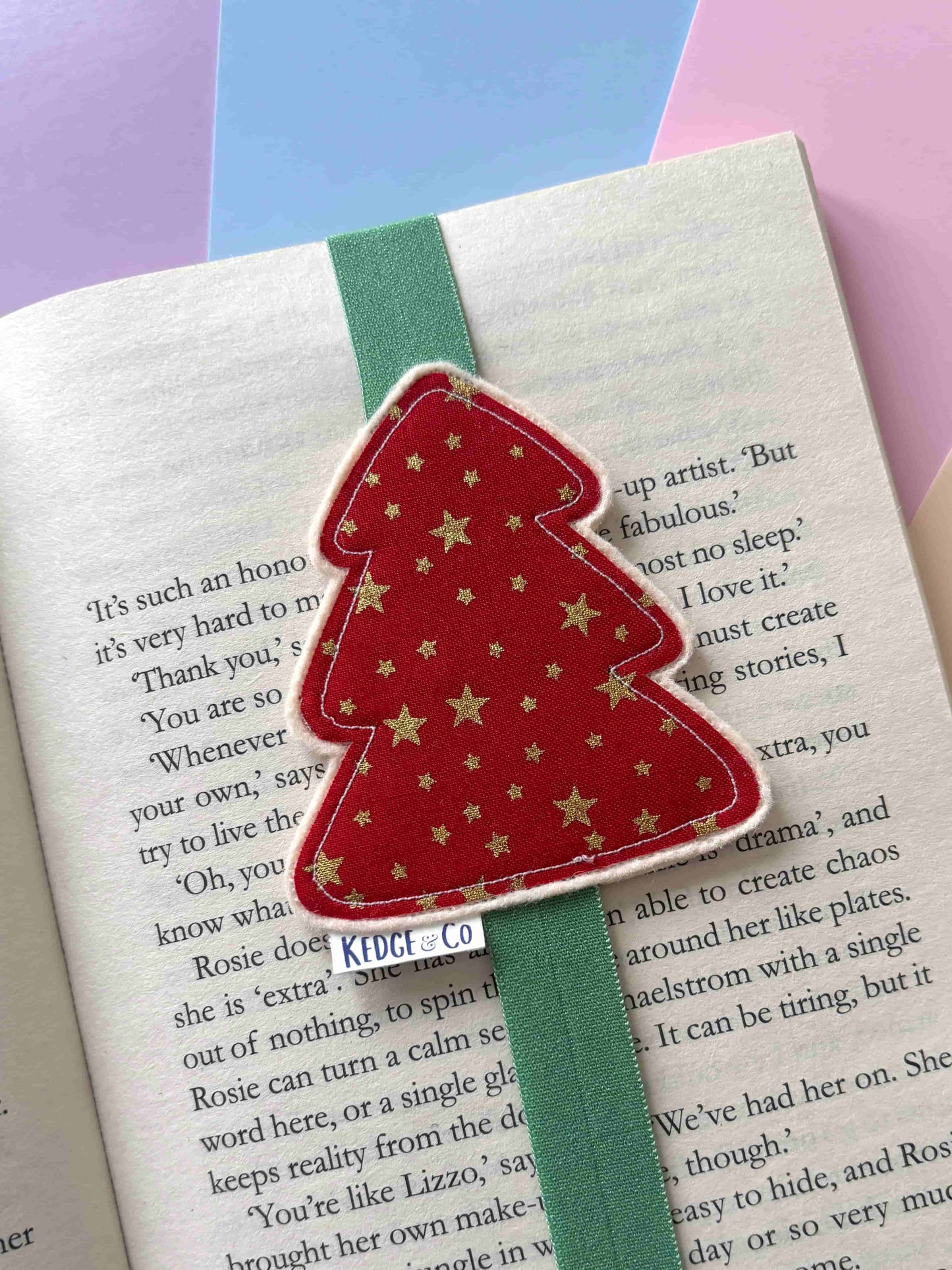Red Christmas Tree Elastic Bookmark